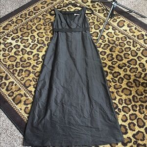 100%SilkBlack EveningGown Sleeveless A-Line Maxi DressClassic Formal Minimalist